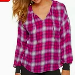 Juicy Couture Pink Plaid Blouse soft nwt Xsz small 21 to 23 pit 2 pit